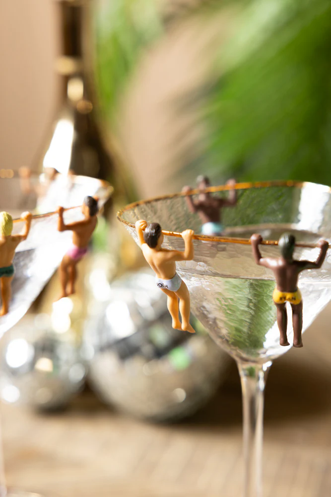 Set of 6 Hunky Buddies Wine Glass Charms