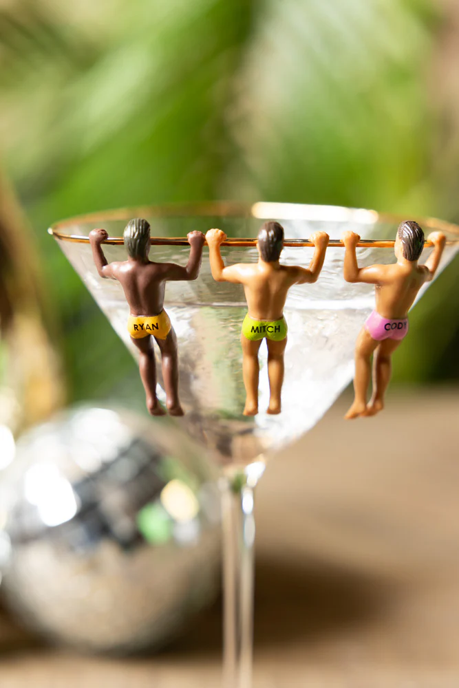 Set of 6 Hunky Buddies Wine Glass Charms - Image 3