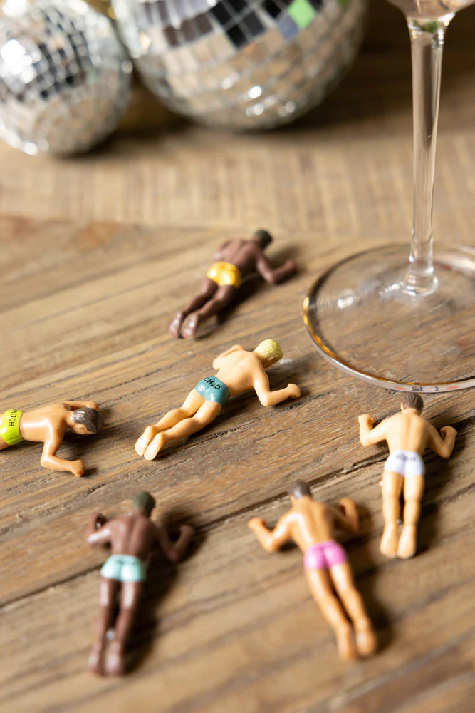 Set of 6 Hunky Buddies Wine Glass Charms - Image 5