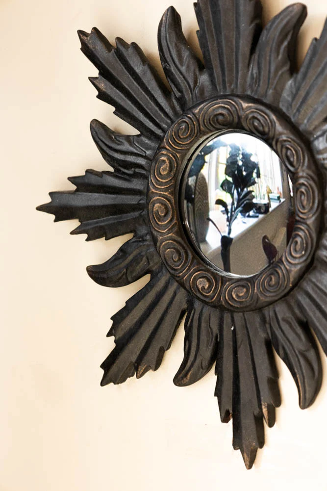 Set of 9 Ornate Antique Black Framed Mirrors - Image 6