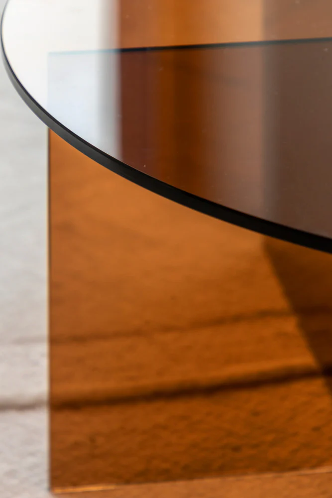Seventies Amber Glass Oval Coffee Table - Image 4