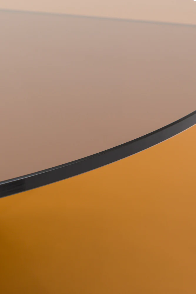 Seventies Amber Glass Oval Coffee Table - Image 5