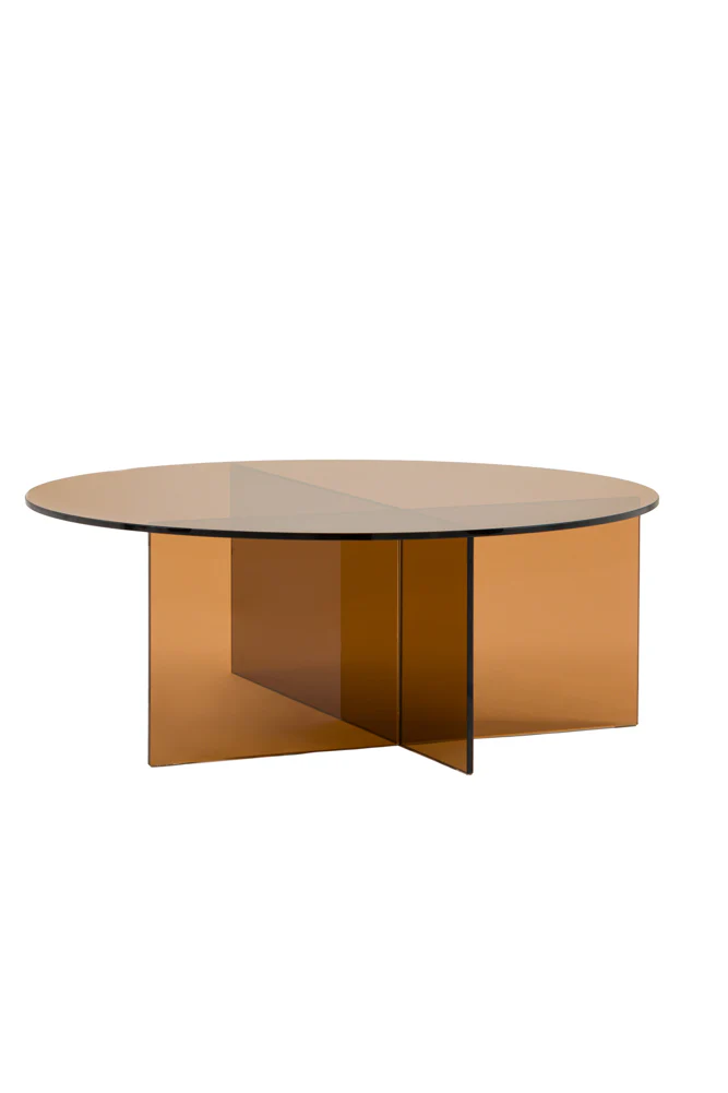 Seventies Amber Glass Oval Coffee Table - Image 6