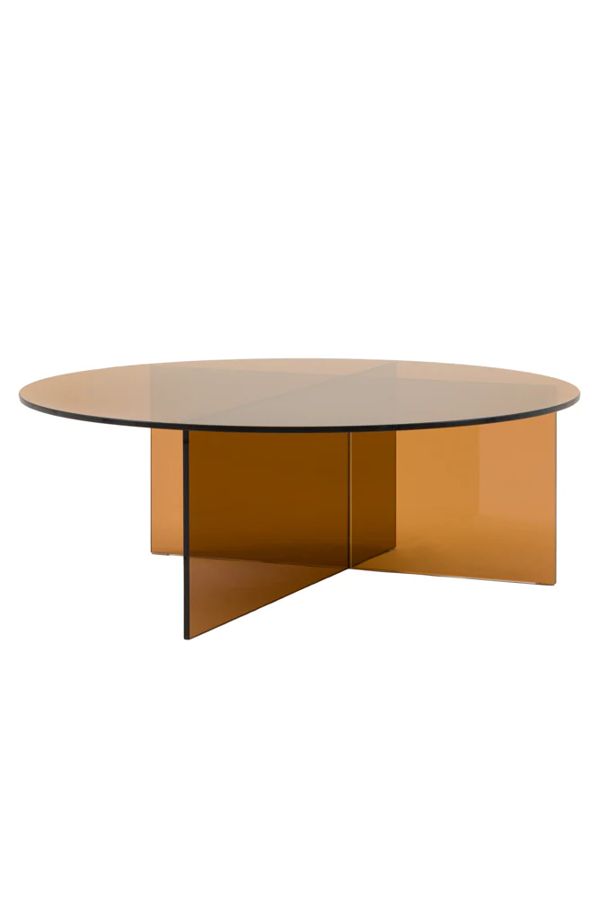 Seventies Amber Glass Oval Coffee Table - Image 7