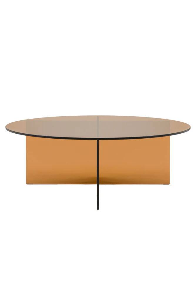 Seventies Amber Glass Oval Coffee Table - Image 8