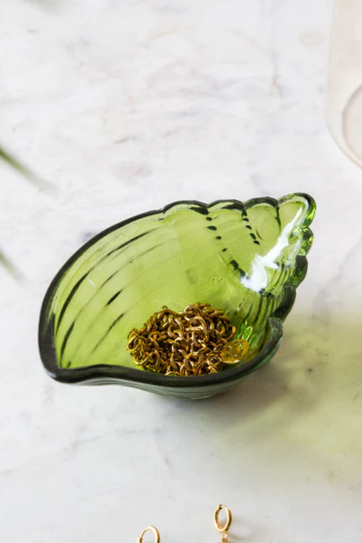 Shell Trinket Tray in Dark Green