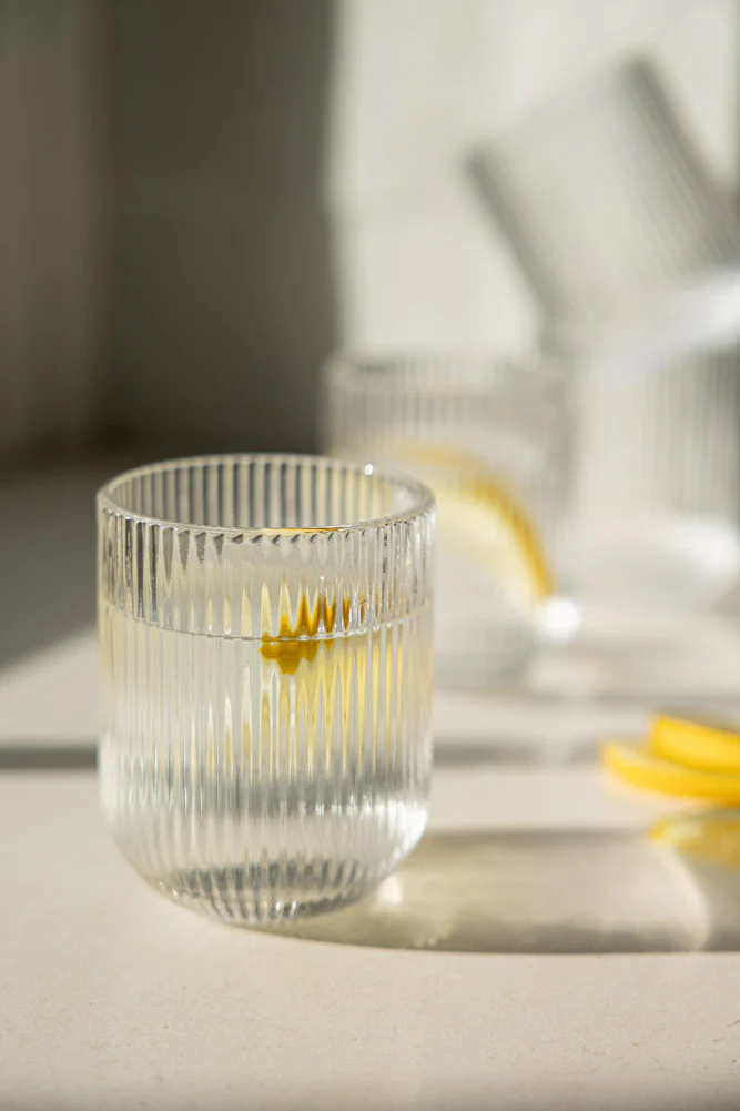 Short Ribbed Tumbler Glass