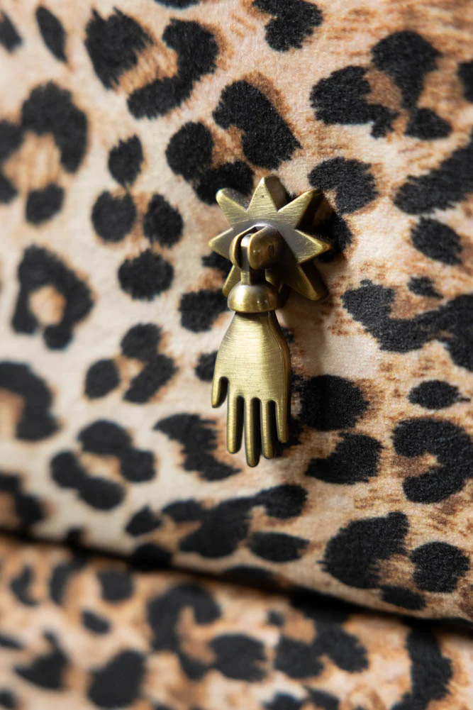 Signature Leopard Print Velvet Bedside Table - Image 5