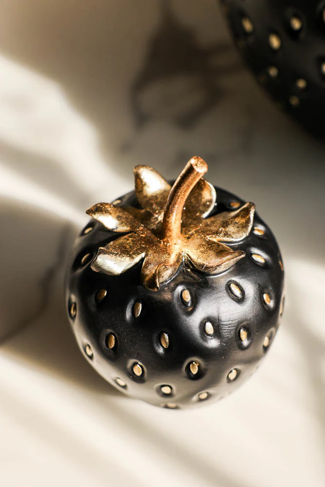 Small Black & Gold Strawberry Ornament - Image 3