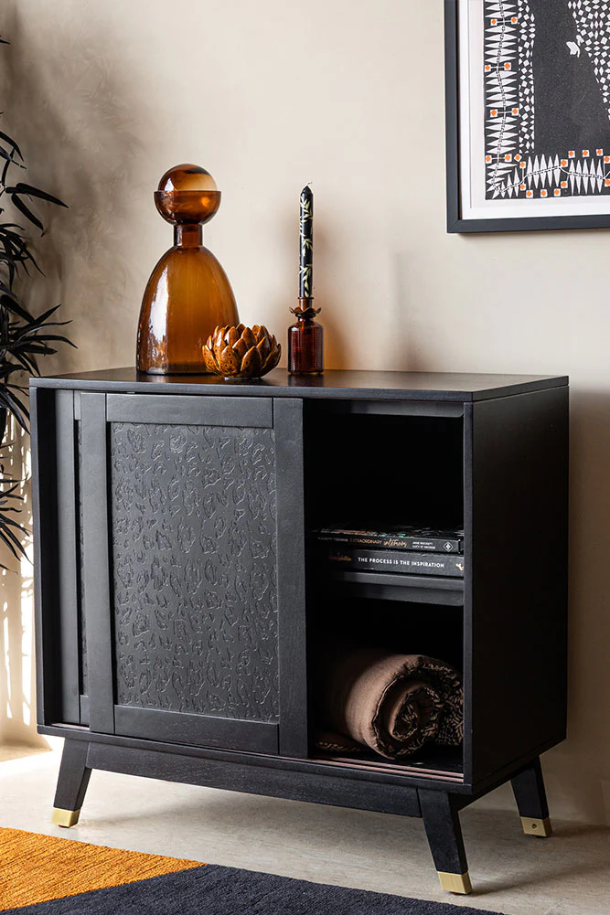 Small Black Leopard Print Sideboard - Image 2