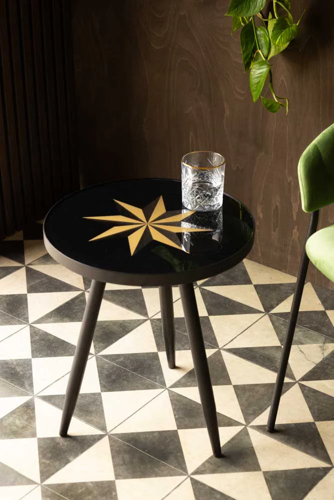 Small Black Star Side Table