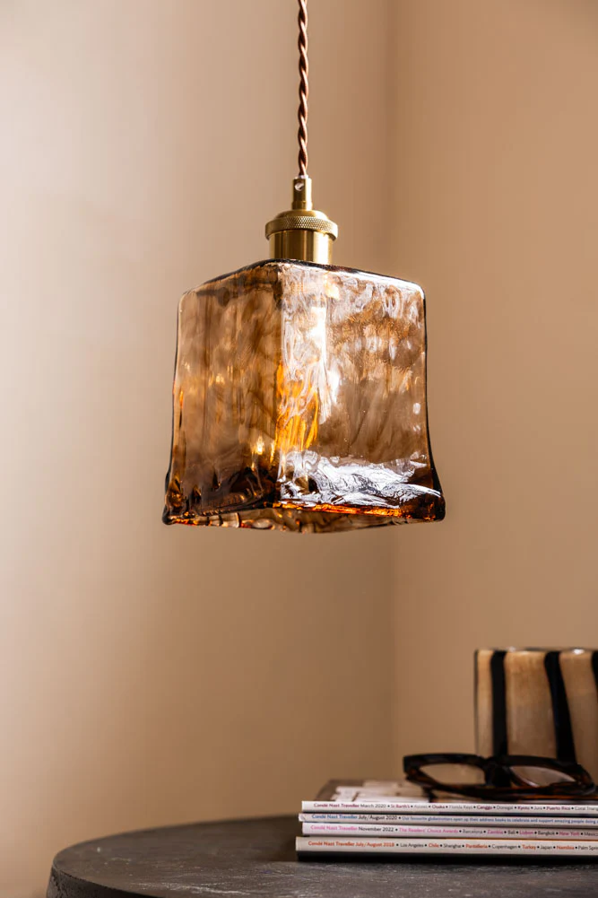 Sophisticated Dark Brown Squared Glass Ceiling Light - Image 5