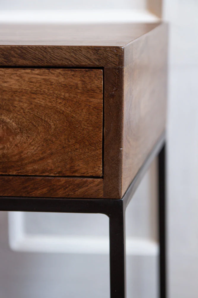 Split Level 2-Drawer Mango Wood Bedside Table - Image 3