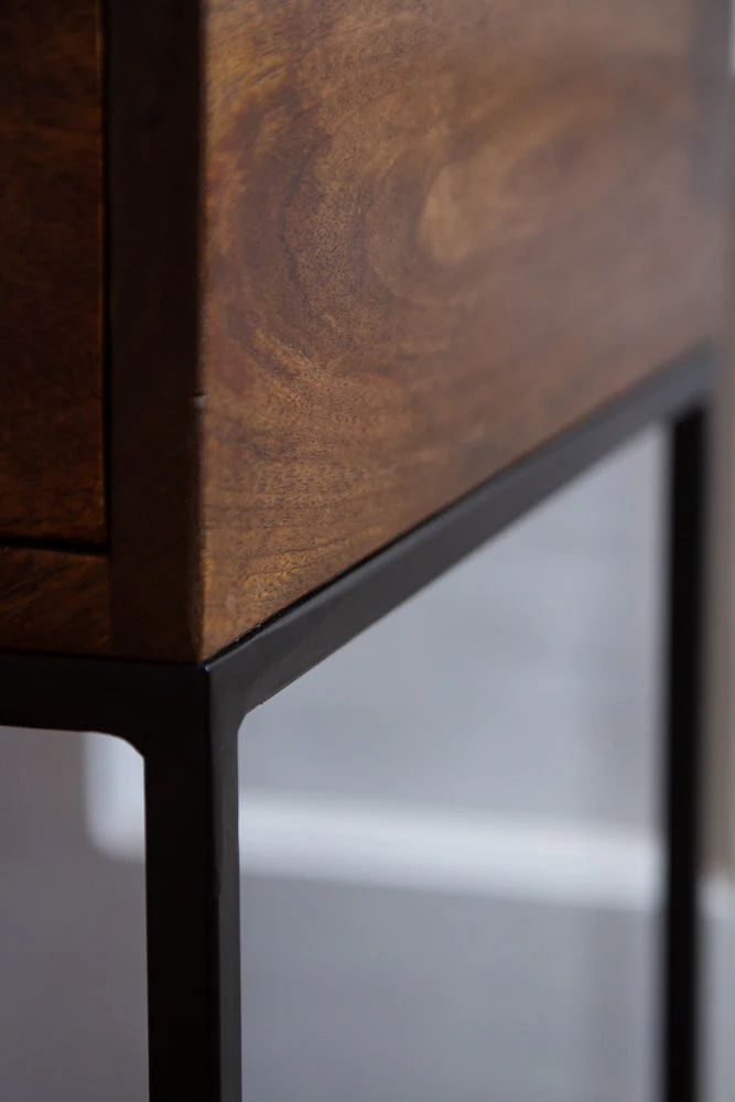 Split Level 2-Drawer Mango Wood Bedside Table - Image 4