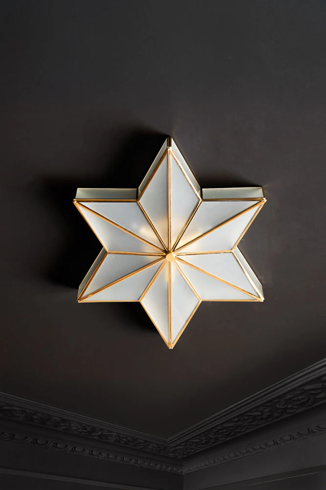 Star Brass & Glass Flush Ceiling Light - Image 2