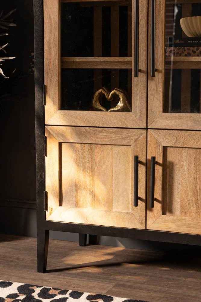 Black & Natural Wood Arched Display Cabinet - Image 6