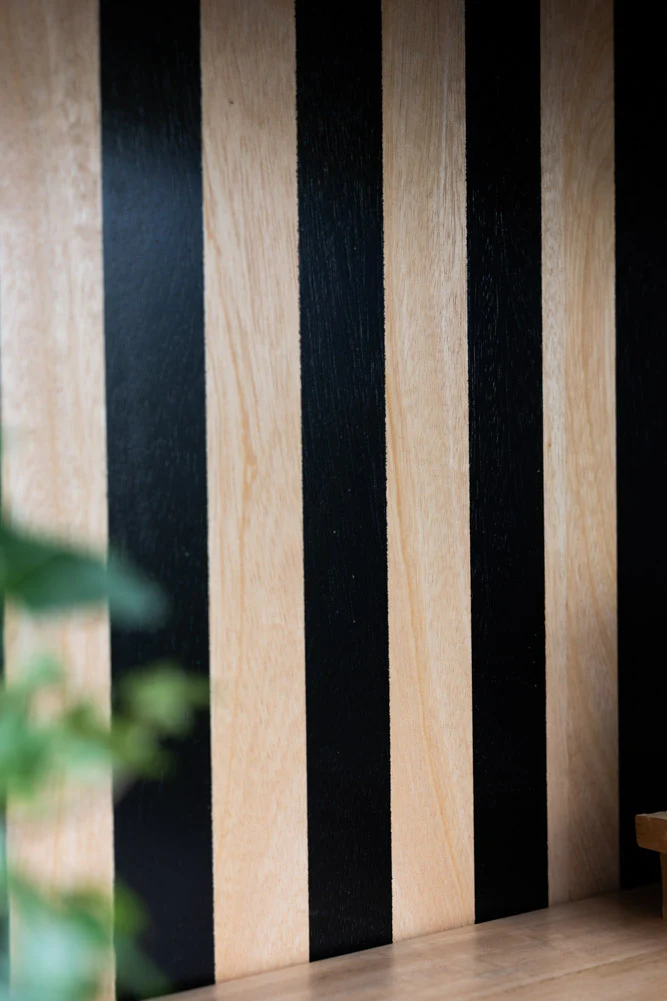 Black & Natural Wood Striped Shelving Unit - Image 2