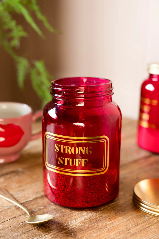 Strong Stuff Hot Pink Glass Storage Jar - Image 3