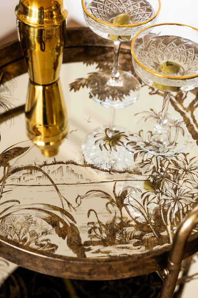 Stunning Antiqued-Gold Effect Drinks Trolley - Image 3