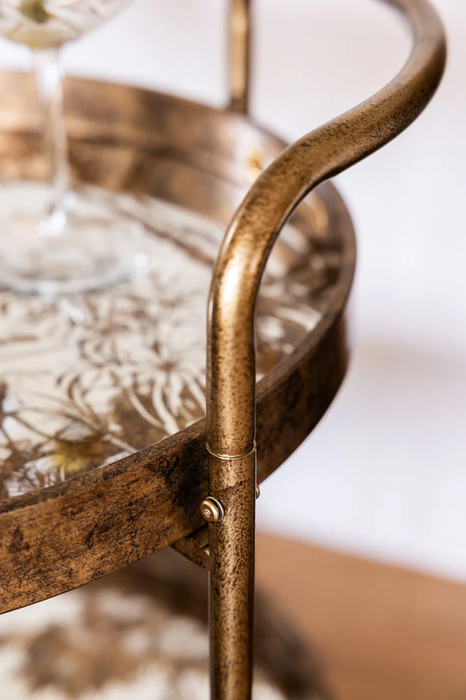 Stunning Antiqued-Gold Effect Drinks Trolley - Image 5