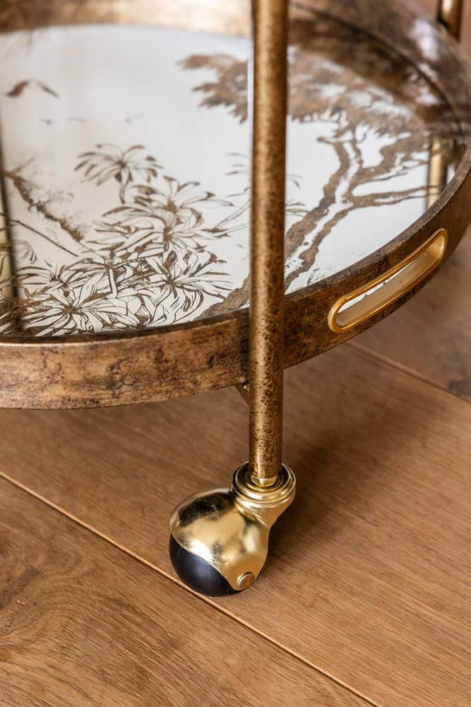 Stunning Antiqued-Gold Effect Drinks Trolley - Image 6