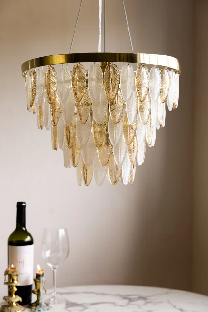 Stunning Art Deco Glass Feather Ceiling Light - Image 2