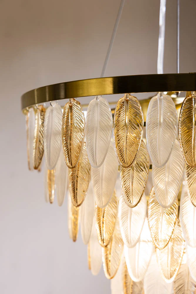 Stunning Art Deco Glass Feather Ceiling Light - Image 3