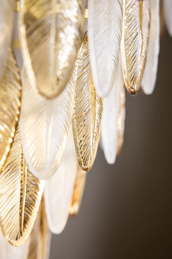 Stunning Art Deco Glass Feather Ceiling Light - Image 5