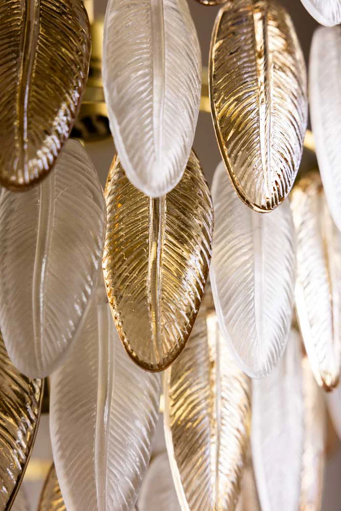 Stunning Art Deco Glass Feather Ceiling Light - Image 7