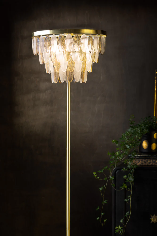 Stunning Art Deco Glass Feather Floor Lamp - Image 3