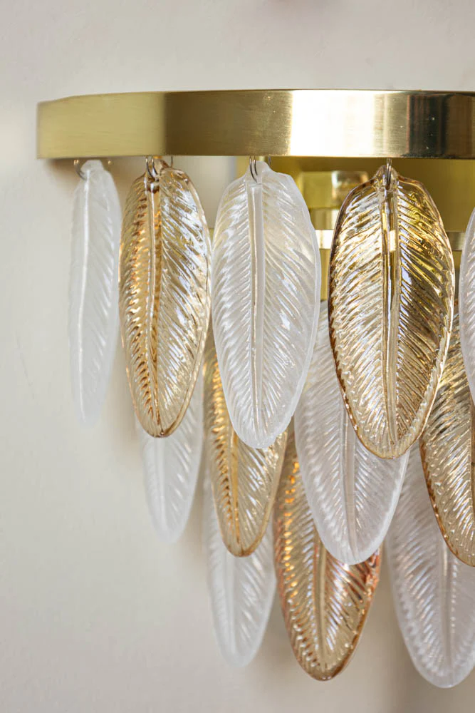 Stunning Art Deco Glass Feather Wall Light - SECONDS - Image 4