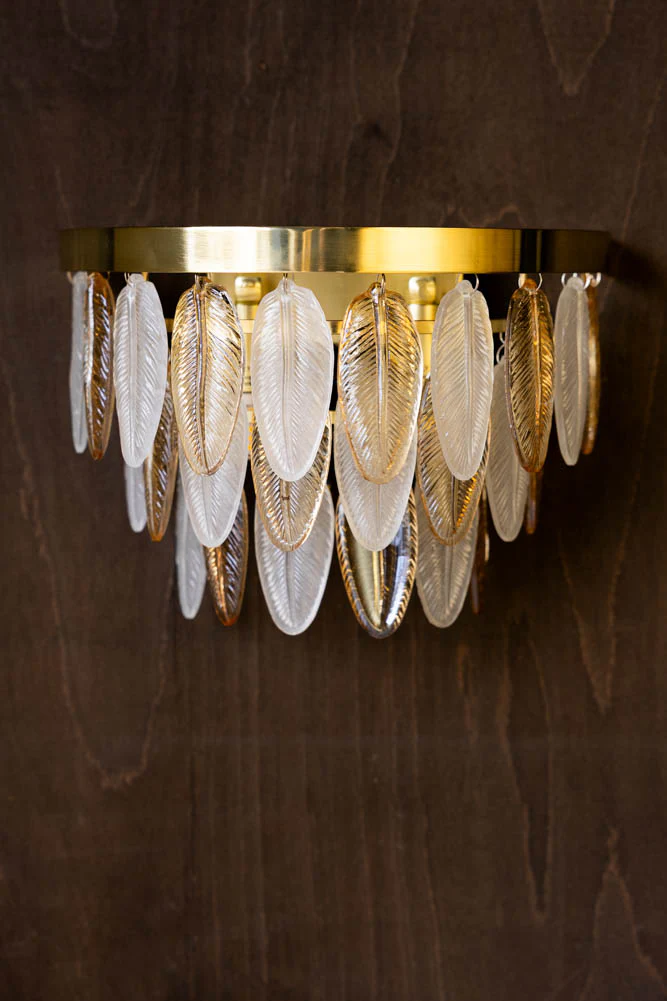 Stunning Art Deco Glass Feather Wall Light - SECONDS - Image 5