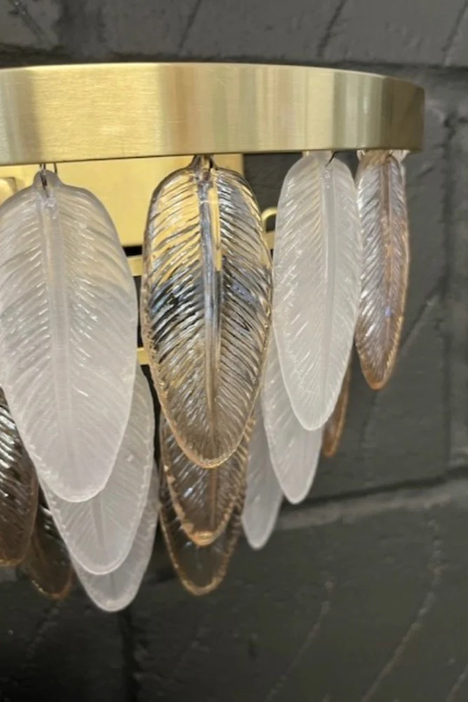 Stunning Art Deco Glass Feather Wall Light - SECONDS - Image 7