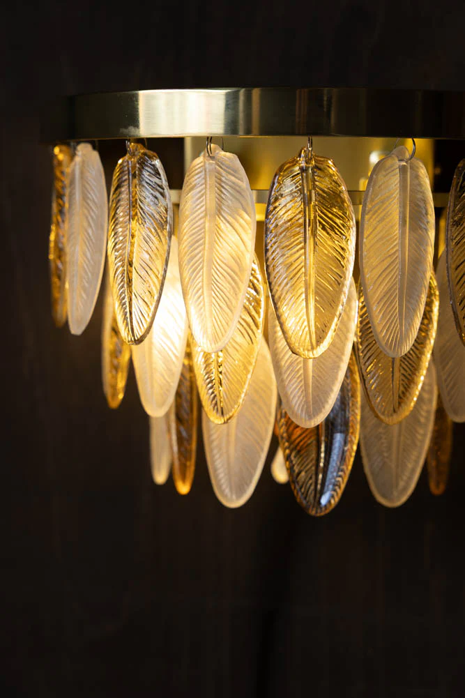 Stunning Art Deco Glass Feather Wall Light - SECONDS - Image 8