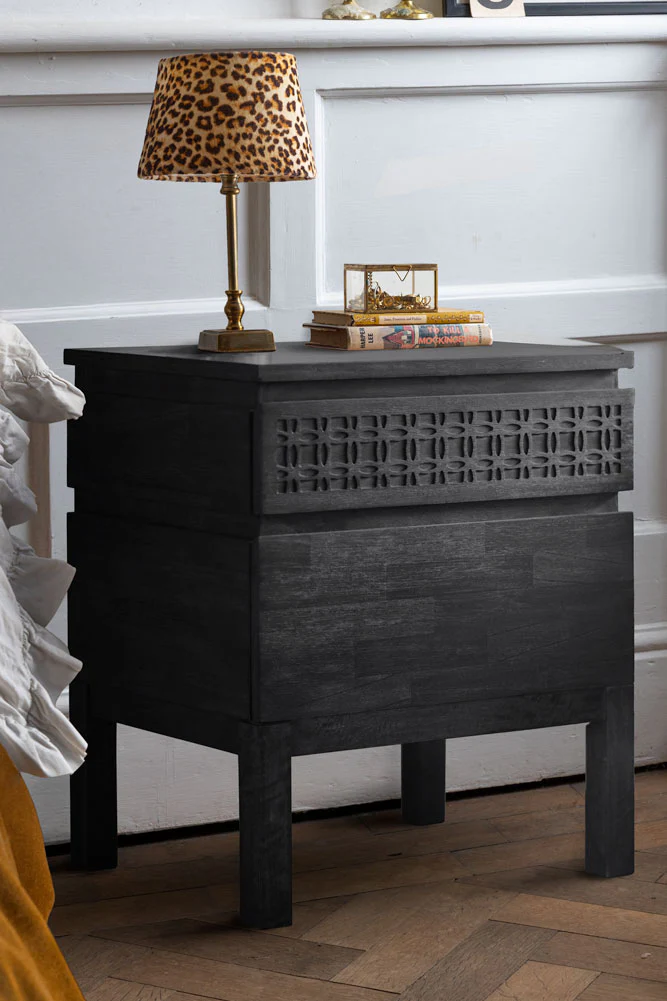 Stylish Mango Wood 2-Drawer Bedside Table - Image 2