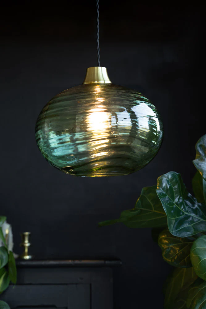 Swirled Glass Easyfit Ceiling Light Shade in Green - Image 2