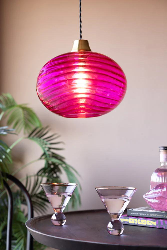 Swirled Glass Easyfit Ceiling Light Shade in Pink