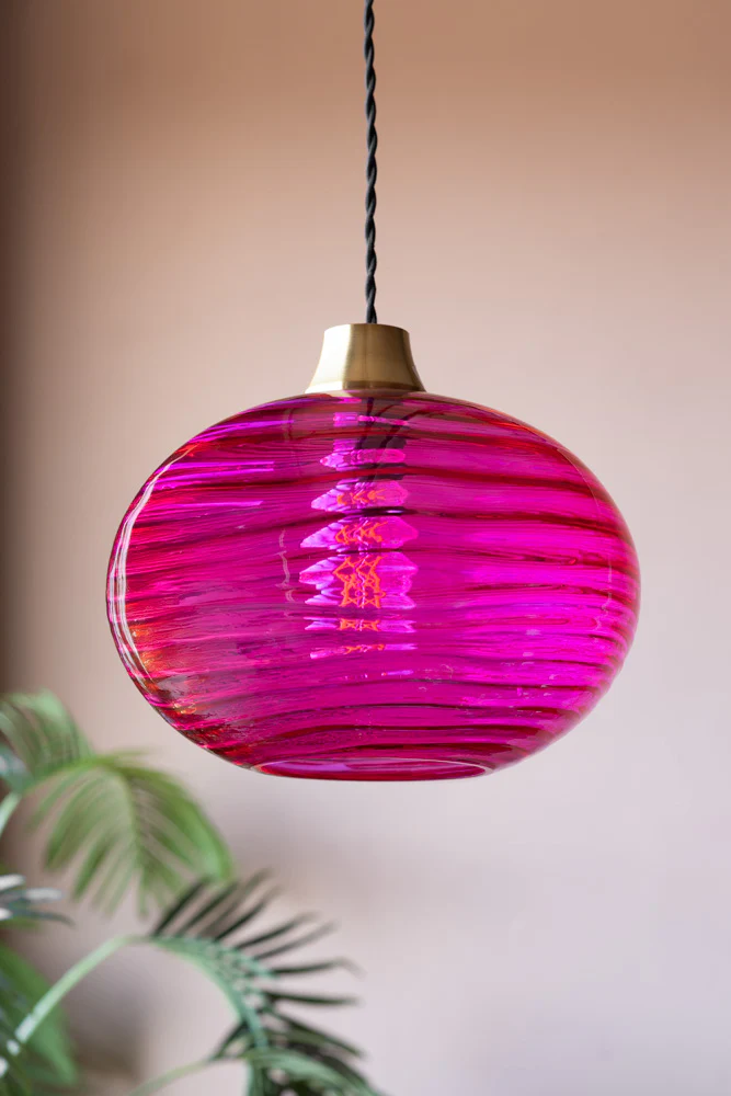 Swirled Glass Easyfit Ceiling Light Shade in Pink - Image 2