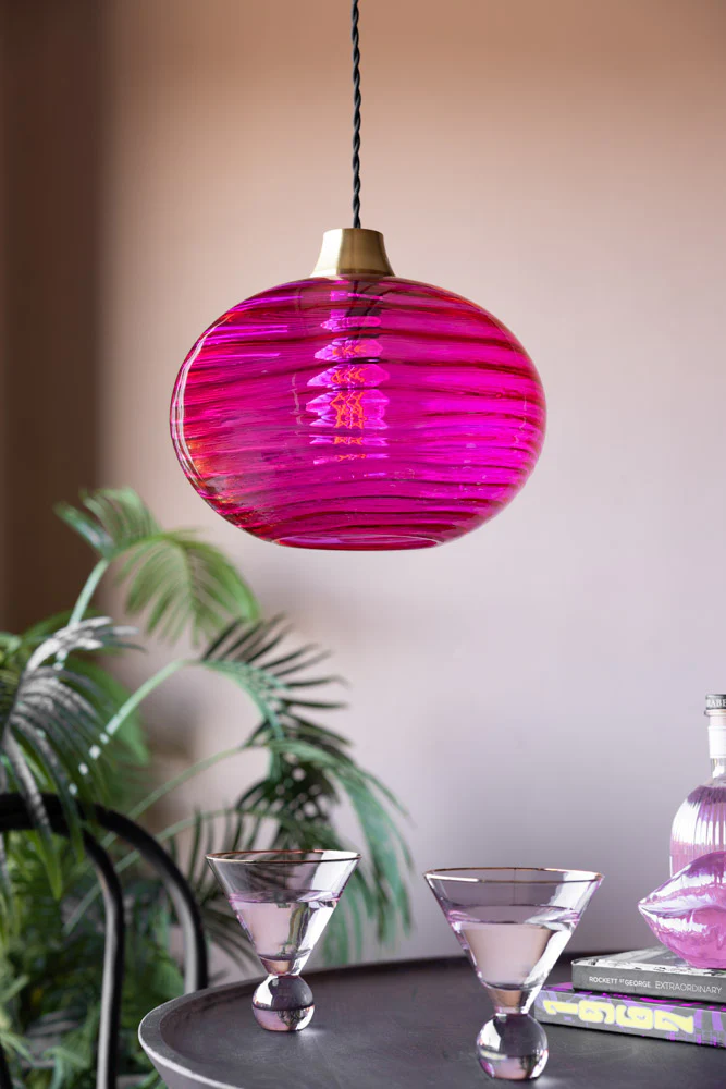 Swirled Glass Easyfit Ceiling Light Shade in Pink - Image 4