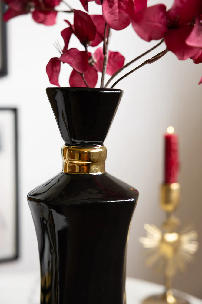 Tall Black Perfume Bottle Vase - Image 4