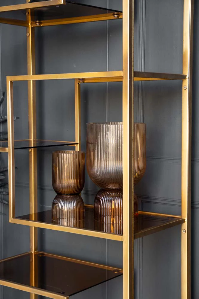 Tall Gold & Glass Art Deco Shelving Unit - Image 6