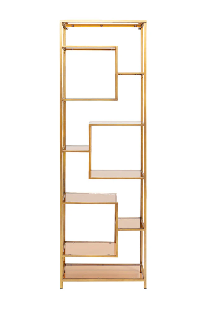 Tall Gold & Glass Art Deco Shelving Unit - Image 9