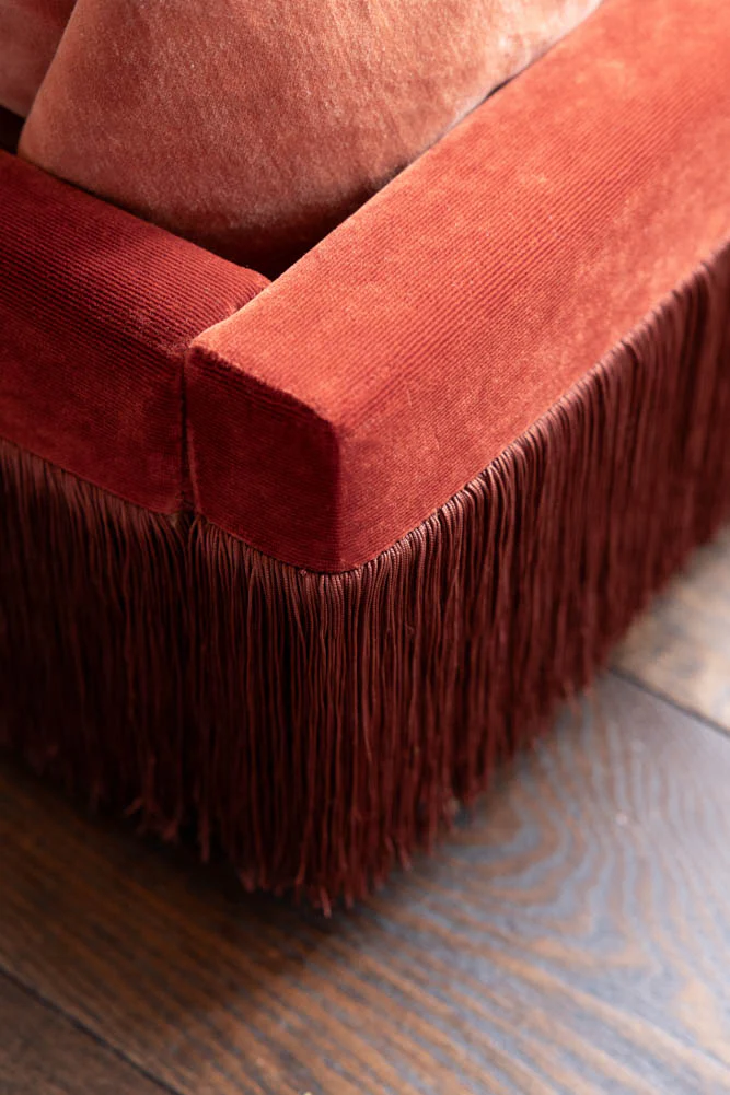Tassel Bed in Burnt Sienna Needlecord Velvet - Available in 3 Sizes - Image 2