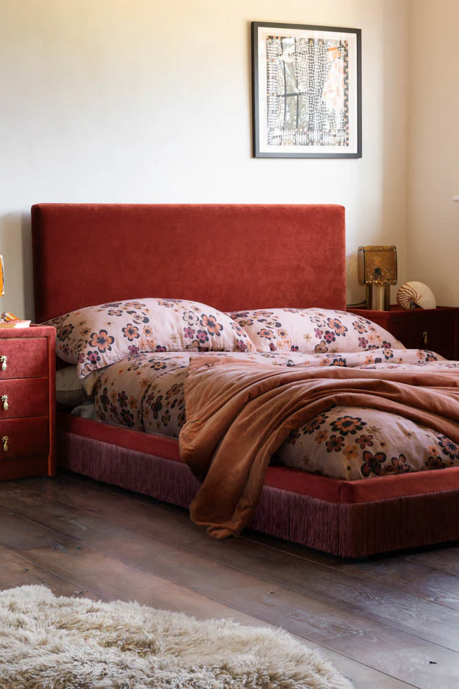 Tassel Bed in Burnt Sienna Needlecord Velvet - Available in 3 Sizes - Image 3