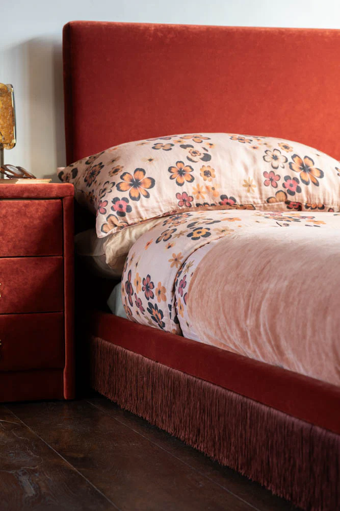 Tassel Bed in Burnt Sienna Needlecord Velvet - Available in 3 Sizes - Image 4