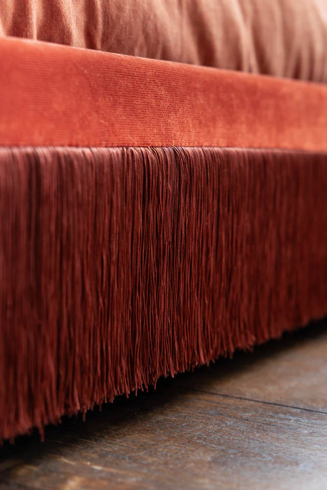 Tassel Bed in Burnt Sienna Needlecord Velvet - Available in 3 Sizes - Image 6