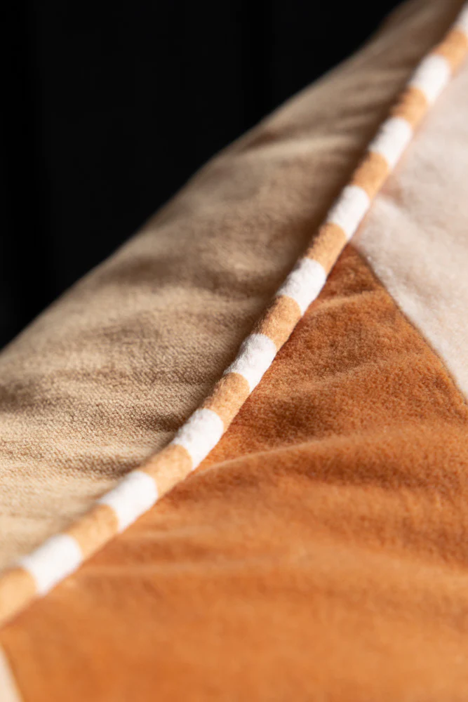 Terracotta & Peach Diagonal Stripe Velvet Cushion - Image 2