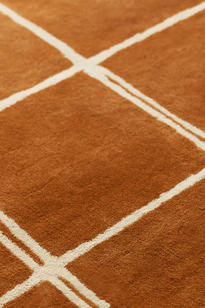 The Albany Grid Rug in Rust - Available in 3 Sizes - Image 3