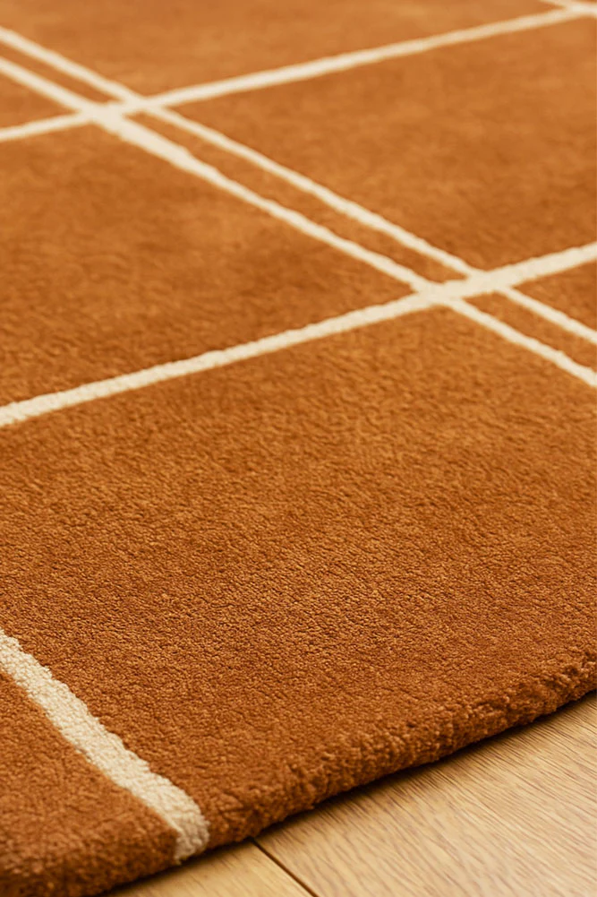 The Albany Grid Rug in Rust - Available in 3 Sizes - Image 4