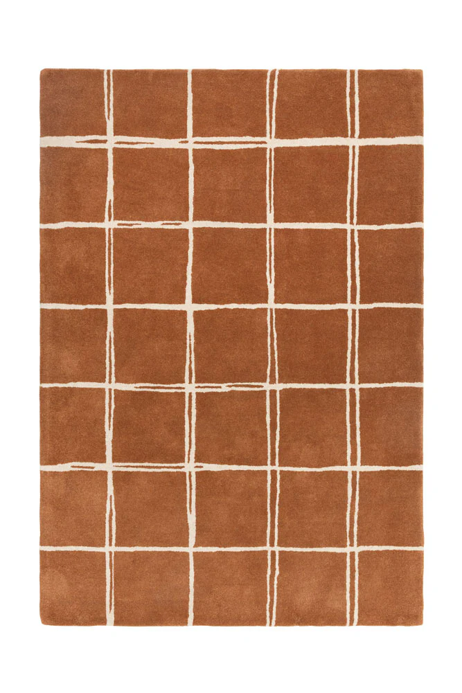 The Albany Grid Rug in Rust - Available in 3 Sizes - Image 5